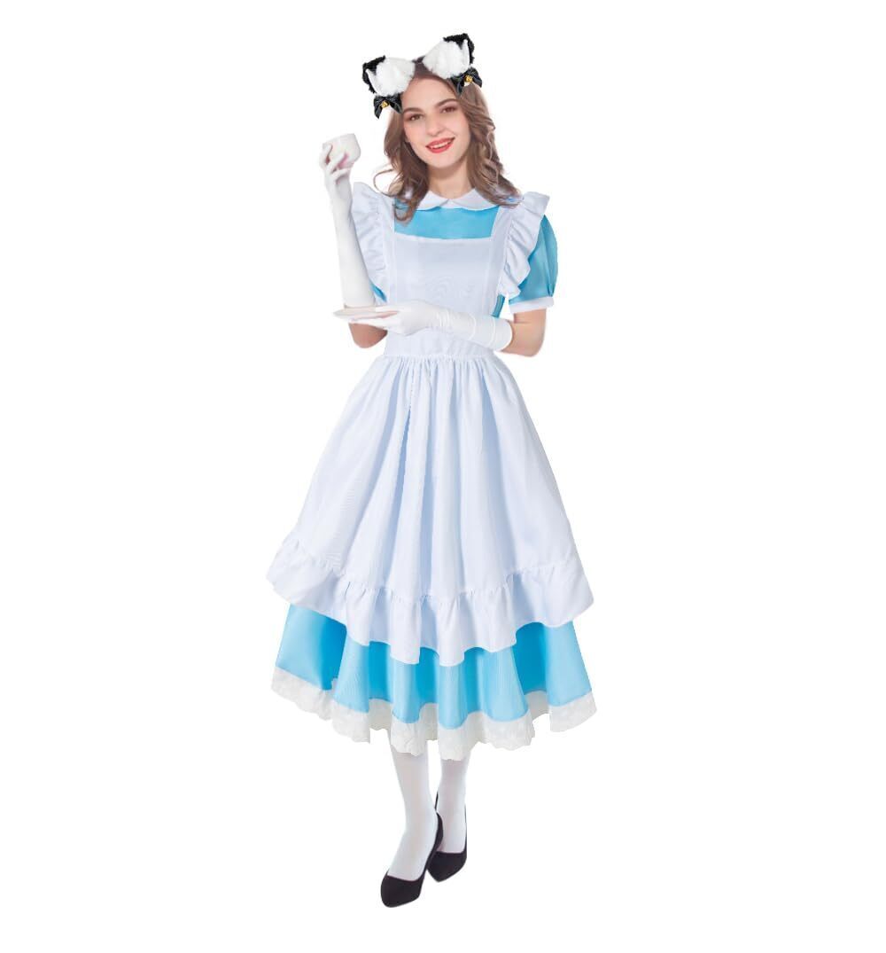 8390 French Maid Anime Apron Gloves Headdress Socks Set Halloween